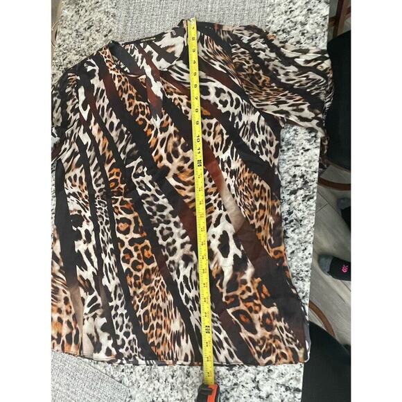 Kobi Halperin Blouse Silk Fallow Mix Leopard Print  Embellish Eye Catching Sz S - Picture 8 of 16
